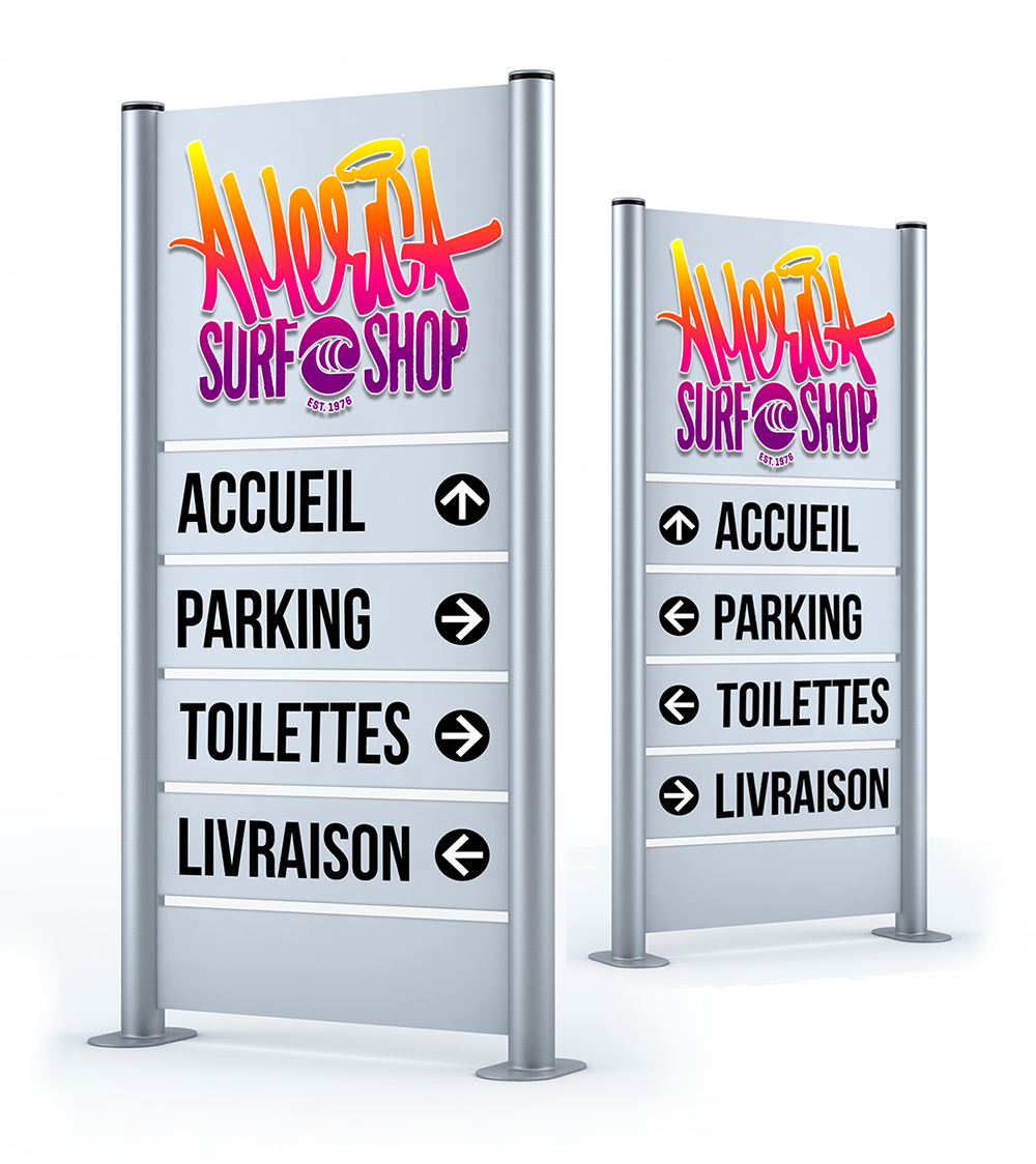 Bi mat pour signalétique directionnelle accueil, parking, toilettes, livraison