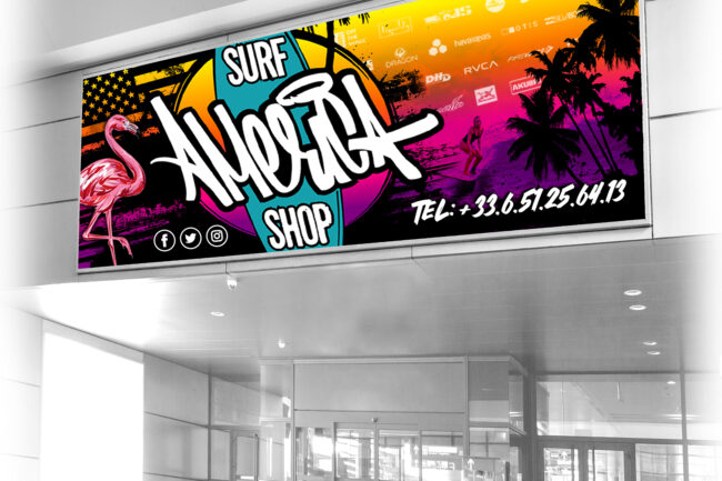 Enseigne bandeau imprimée sur devanture de magasin Aix-en-Provence